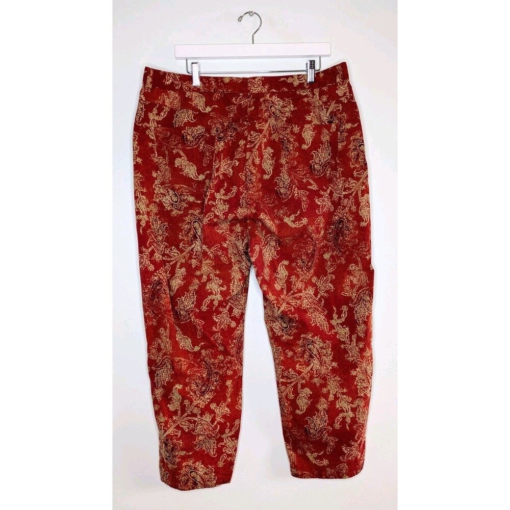 Lauren Ralph Lauren Pants Womens 18W Red Gold Paisley Cotton Crop Tapered Ankle